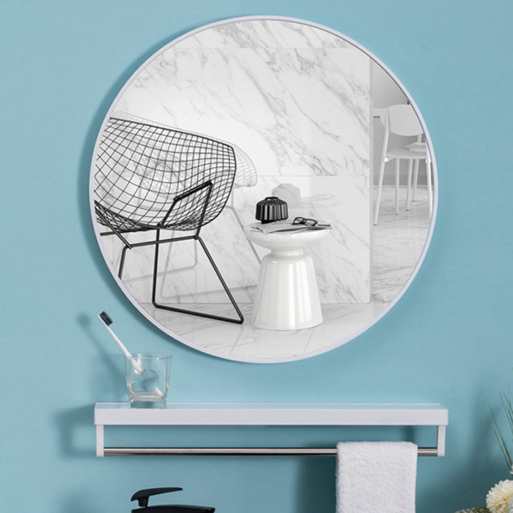 Living and Home White Frame Nordic Wall Mounted Bathroom Mirror 40cm