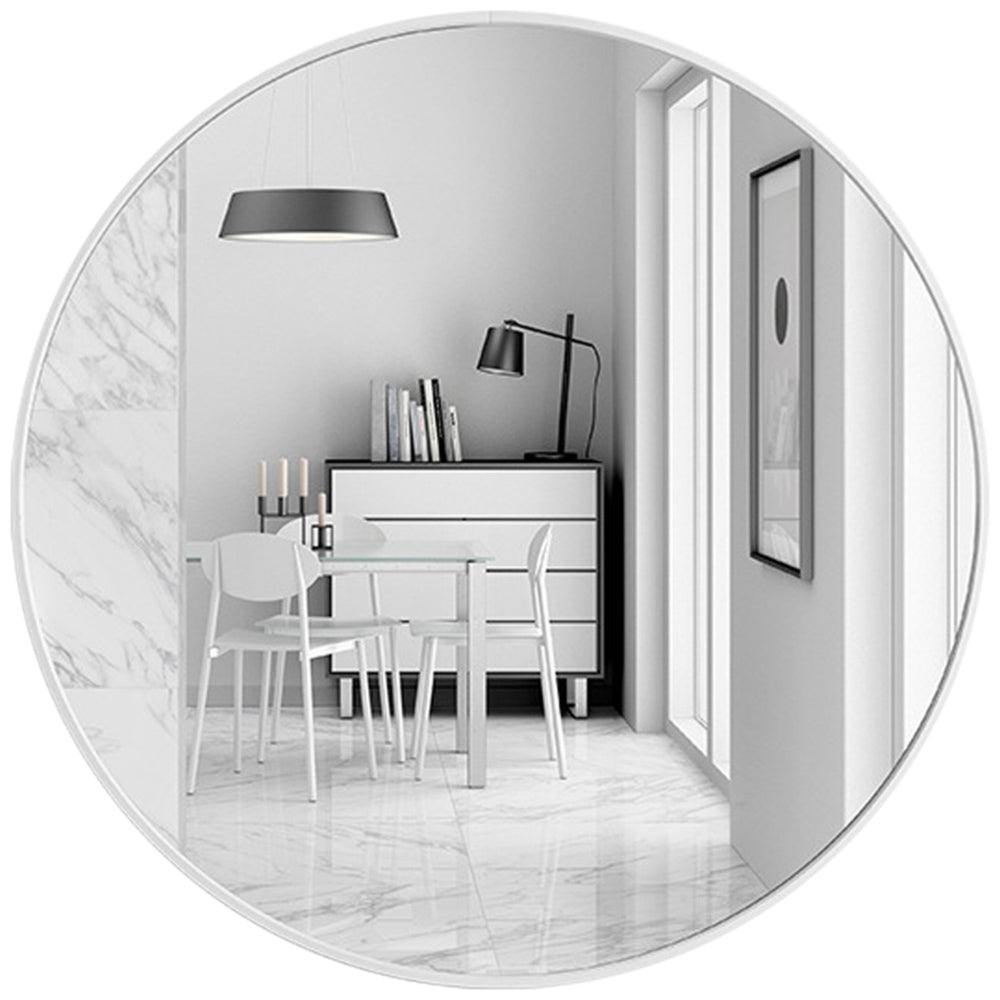 Living and Home White Frame Nordic Wall Mounted Bathroom Mirror 40cm