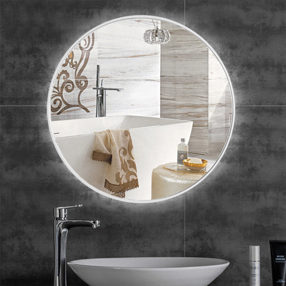 Living and Home White Frame Nordic Wall Mounted Bathroom Mirror 40cm