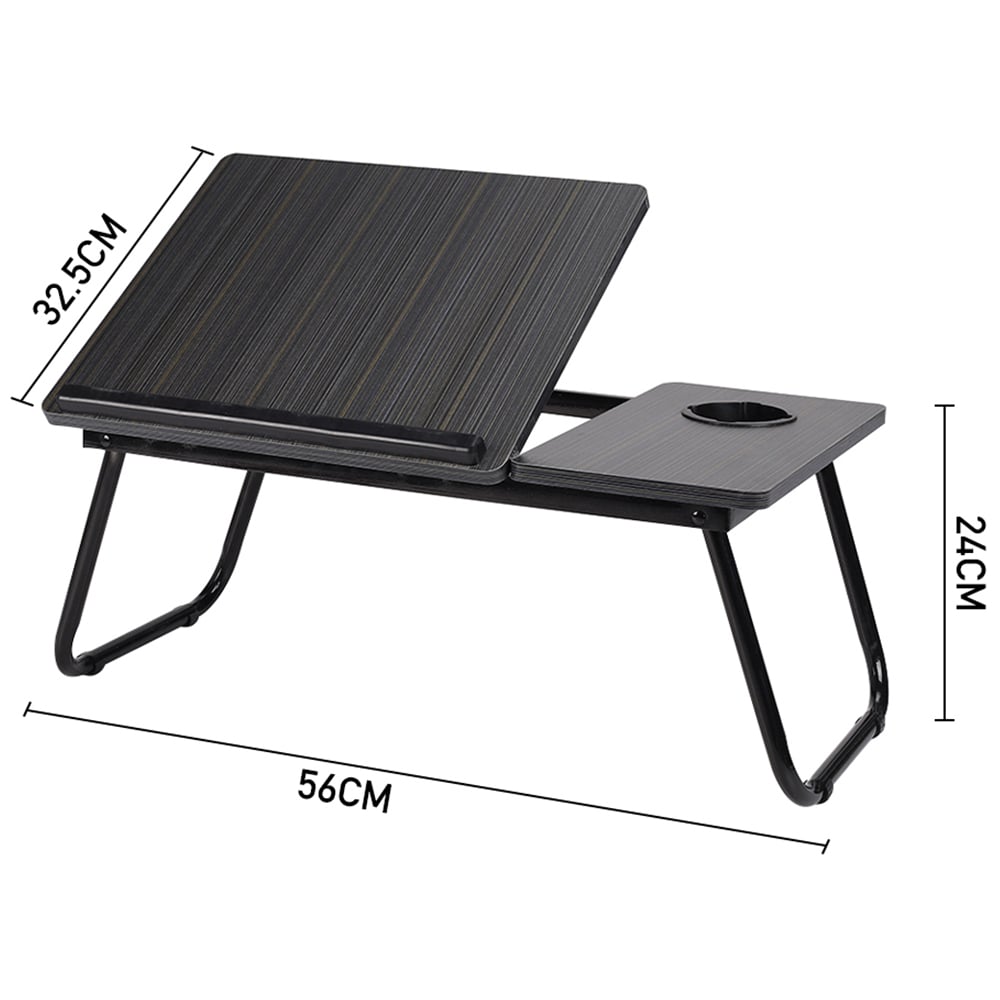 Adjustable Laptop Bed Desk with Cup Holder (Black)
