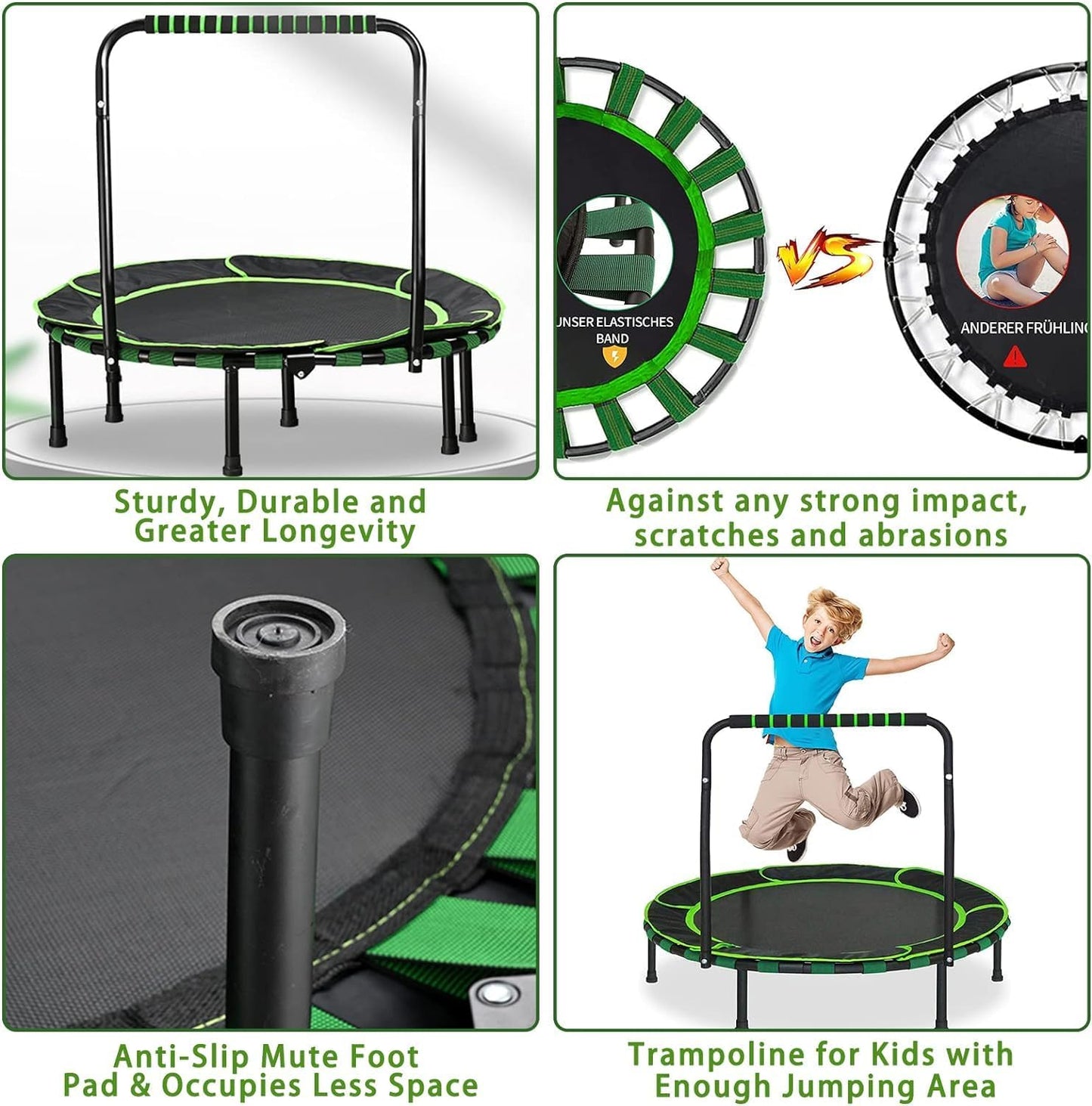 36''Mini Foldable Trampoline with Safety Padded Protective Cover Indoor & Outdoor for Kids