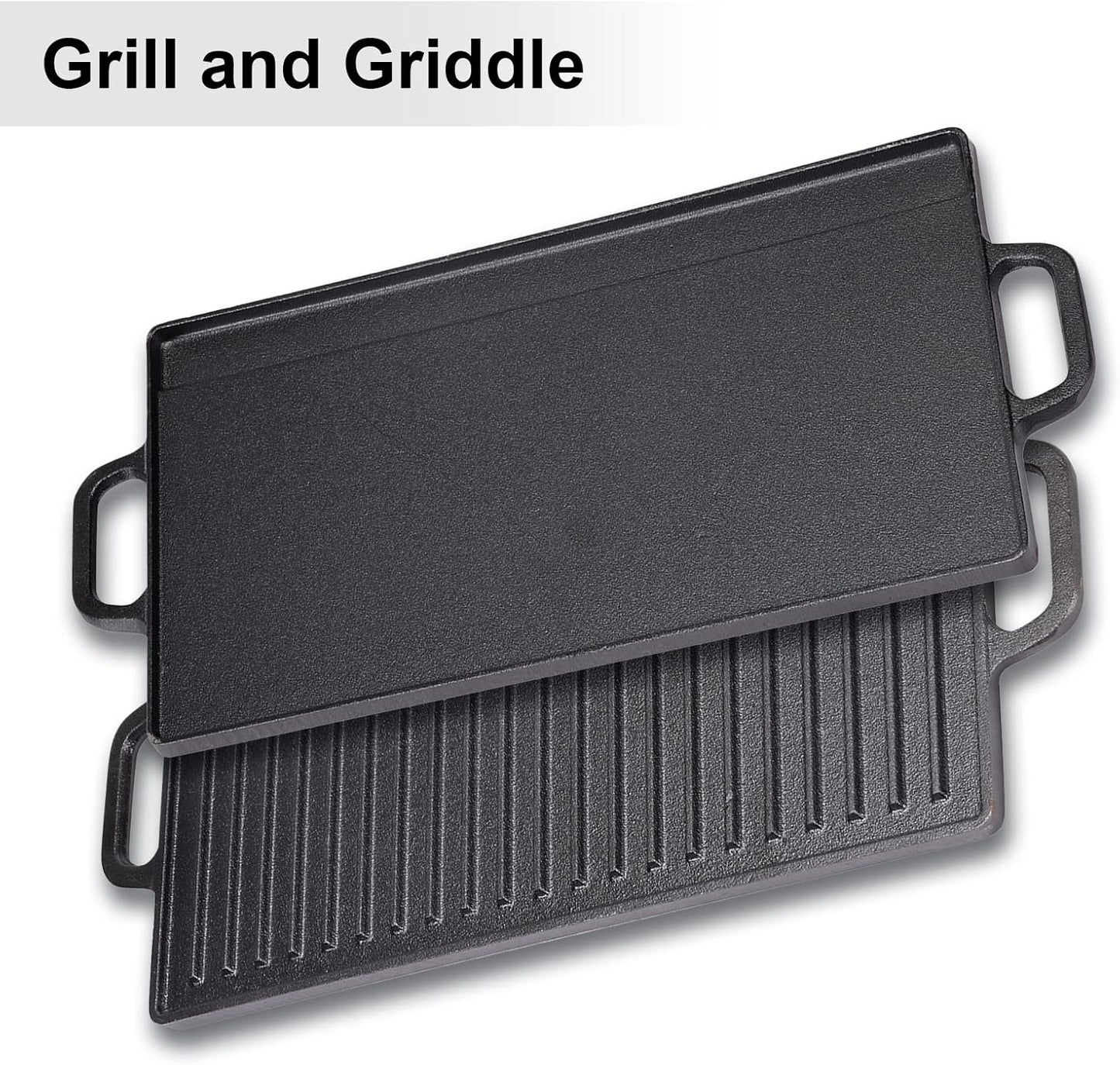 Double Sided BBQ Griddle Plate 44x23cm Non Stick Coating and Flat Surface for Gas and Electric Hobs