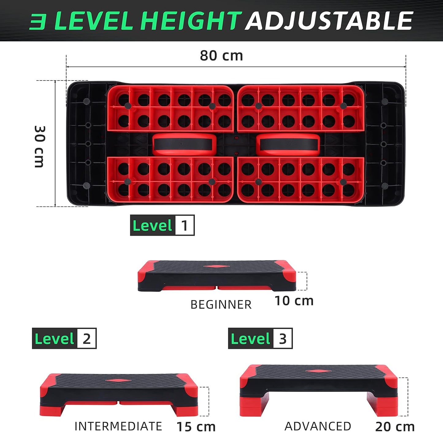PP PERFORMANCE Height Adjustable Aerobic Step for Exercise Workout with 10cm 15cm Fitness Levels