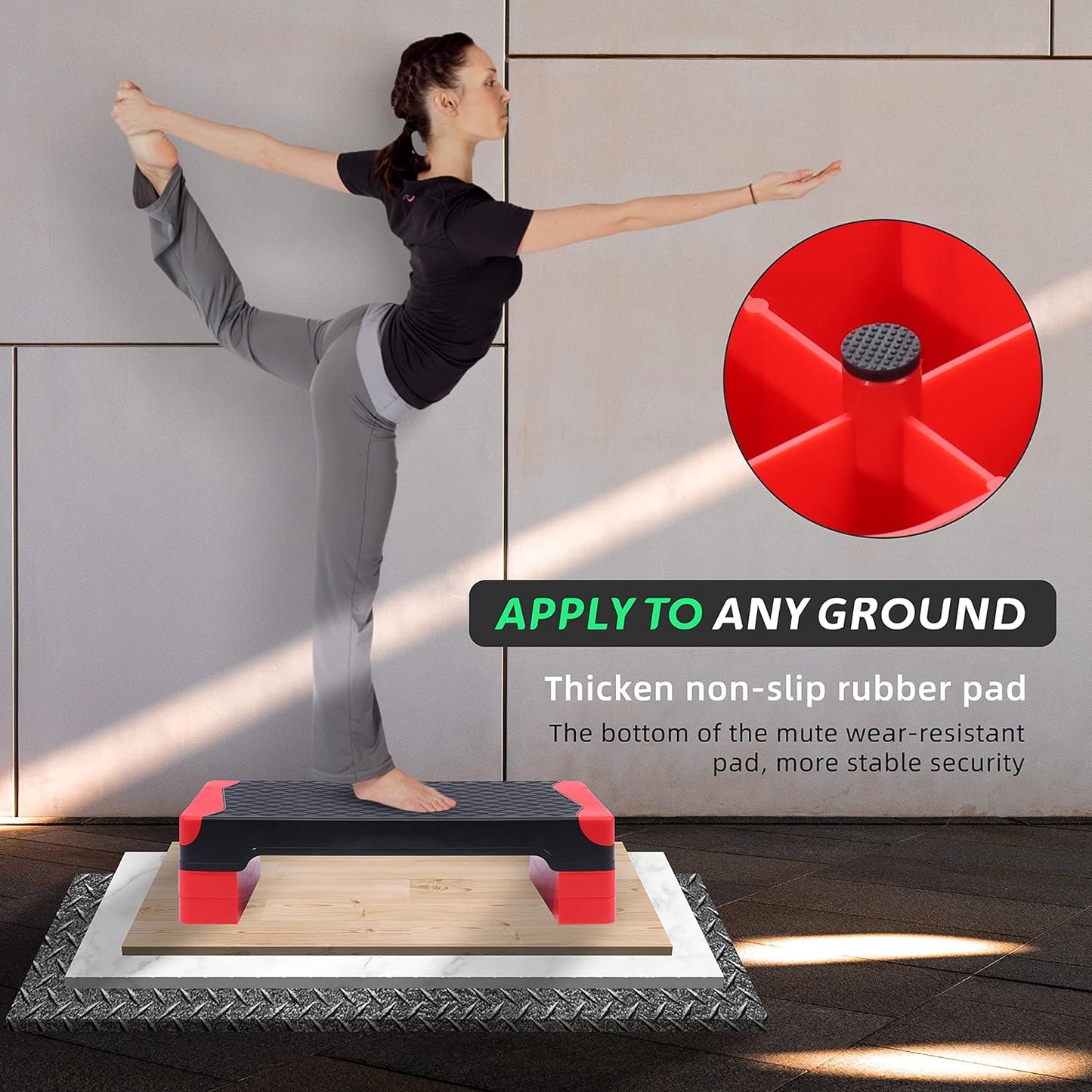 PP PERFORMANCE Height Adjustable Aerobic Step for Exercise Workout with 10cm 15cm Fitness Levels