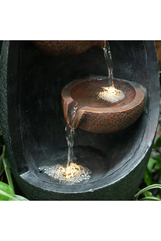Garden Water Feature Fountain with LED Light Electric Pump Cascade