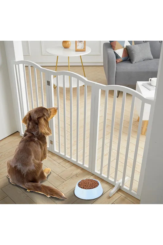 Wooden Foldable Freestanding 3 Panel Pet Gate Living and Home