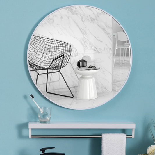 Living and Home White Frame Nordic Wall Mounted Bathroom Mirror 40cm