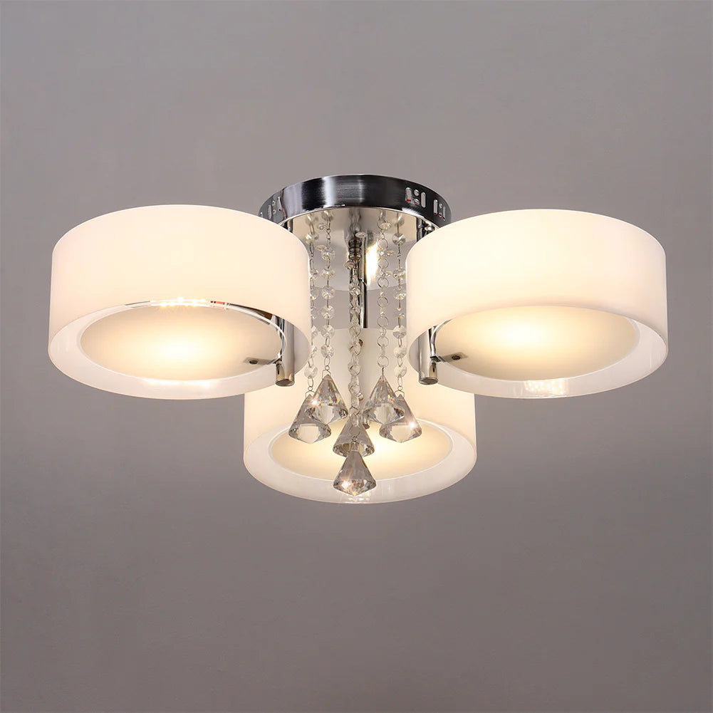 Modern Round Acrylic LED Semi Flush Mount with Crystal Accent