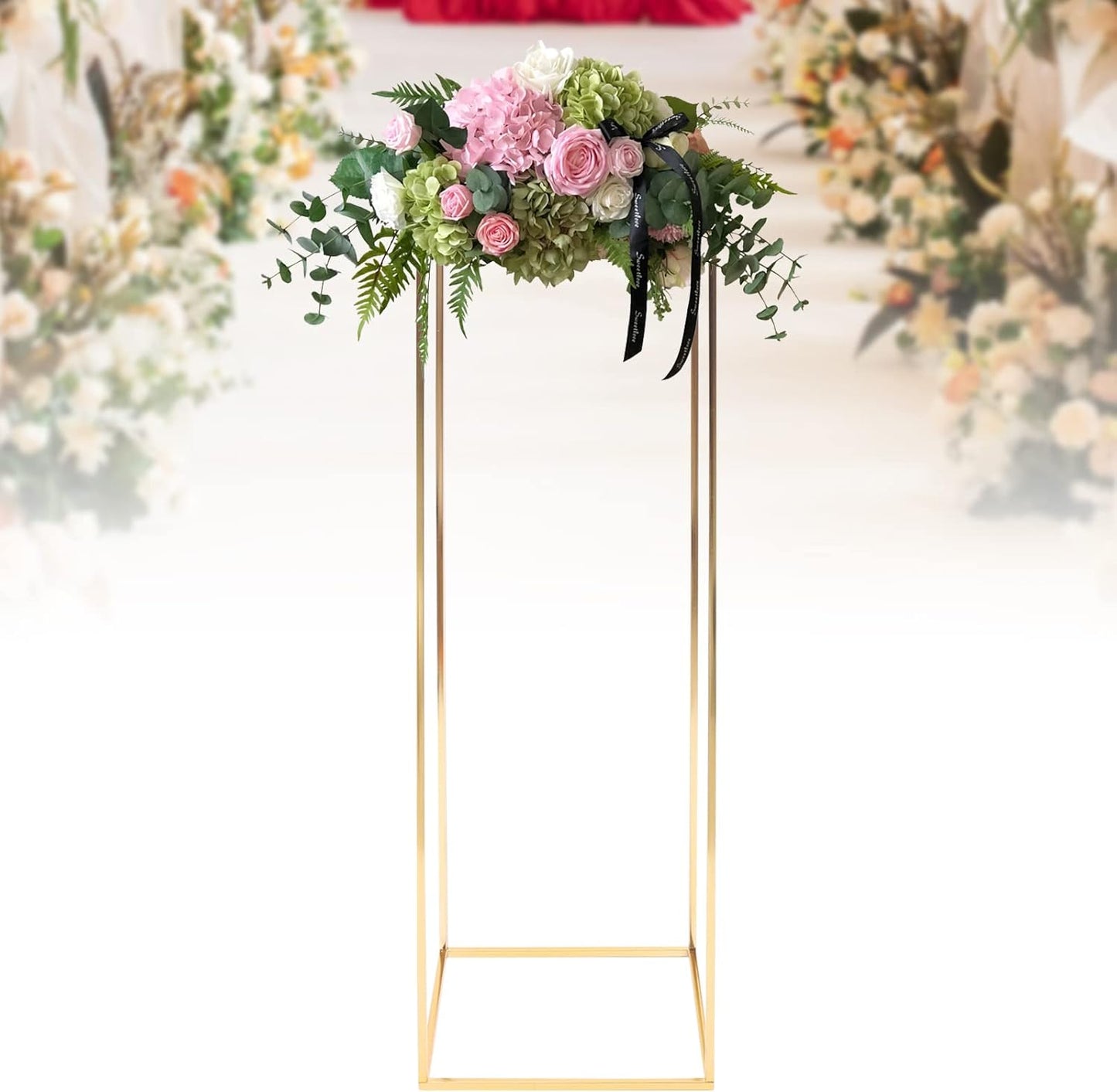 Plant Stand Modern flower stand 80 x 26.5cm metal plant stand for wedding table center pieces- Gold
