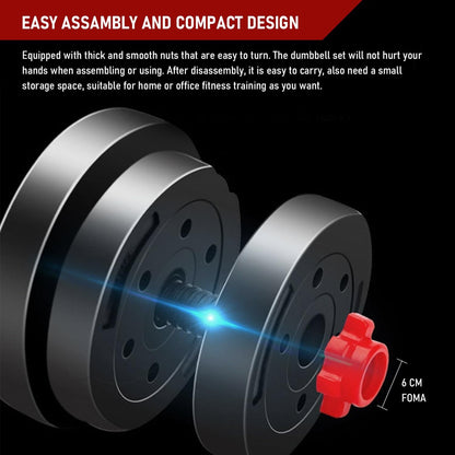 40kg Dumbbells and Barbell Weight Set - Adjustable Dumbbells Set with Connecting Rod - Training Equipment for Men and Women for Home Training, Lifting, Fitness, Gym, Workout