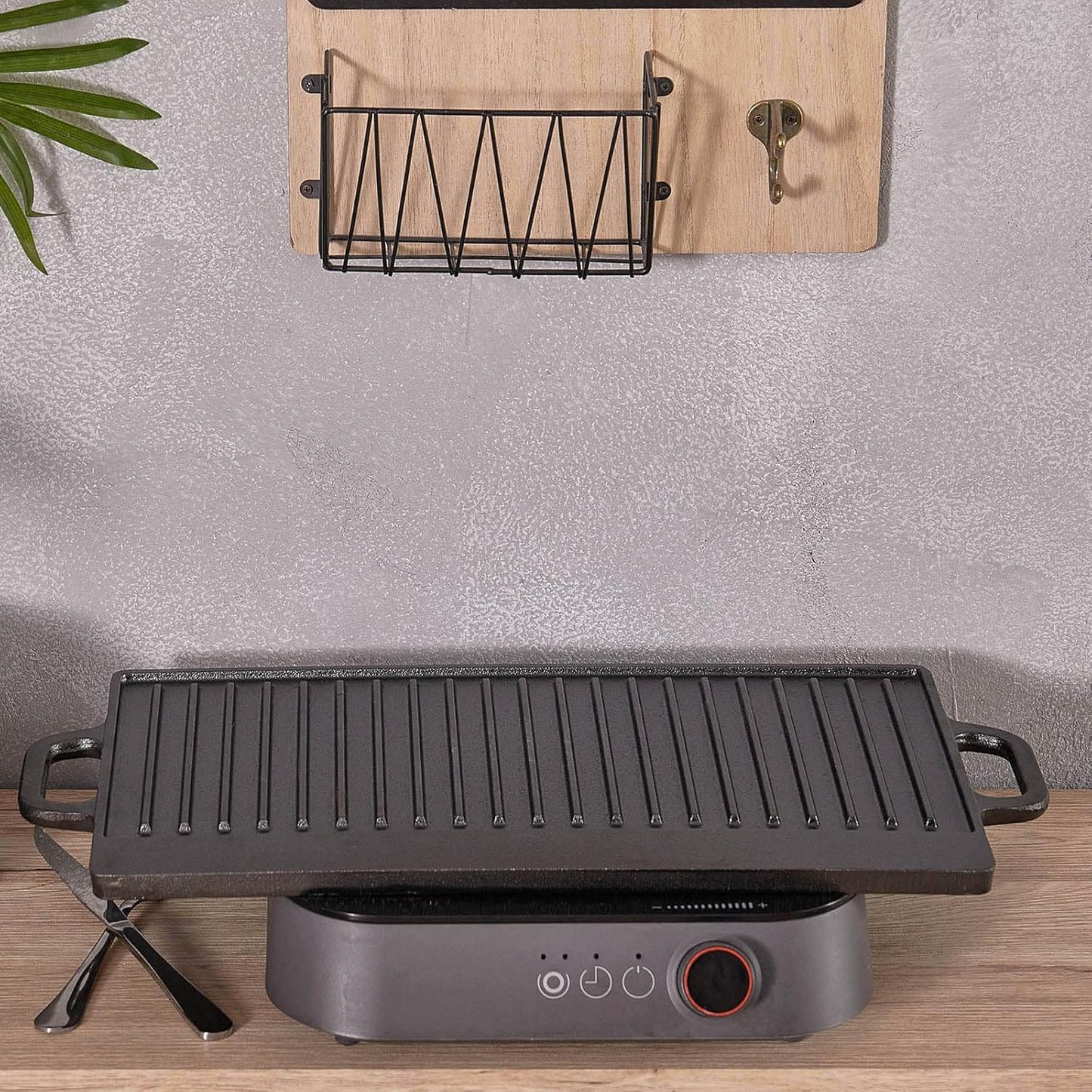 Double Sided BBQ Griddle Plate 44x23cm Non Stick Coating and Flat Surface for Gas and Electric Hobs