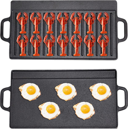 Double Sided BBQ Griddle Plate 44x23cm Non Stick Coating and Flat Surface for Gas and Electric Hobs