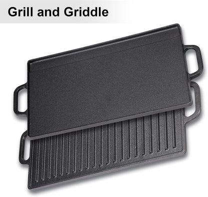 Double Sided BBQ Griddle Plate 44x23cm Non Stick Coating and Flat Surface for Gas and Electric Hobs