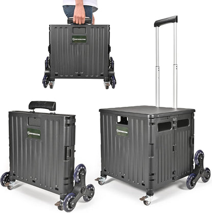 NORTHERN STONE Folding Shopping Trolley Cart, 65L Capacity