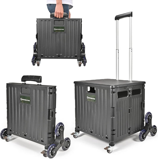 NORTHERN STONE Folding Shopping Trolley Cart, 65L Capacity