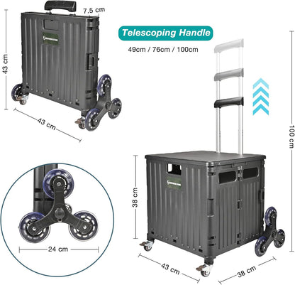 NORTHERN STONE Folding Shopping Trolley Cart, 65L Capacity