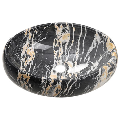 48cm W Ceramics Bathroom Sink Oval Vessel Sink with Drain Stopper