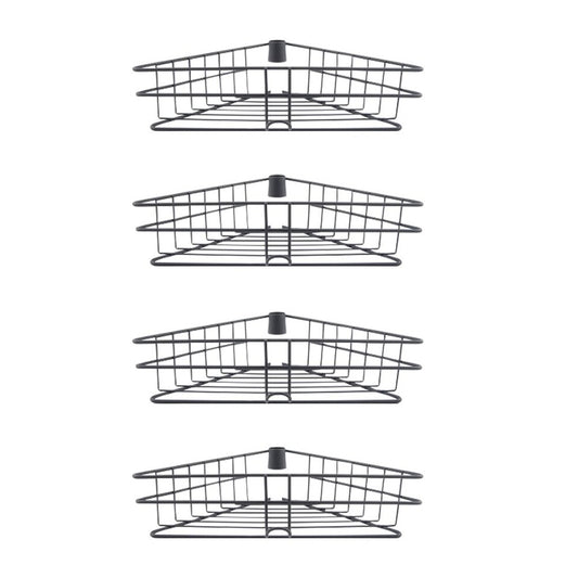 4-Tier Bathroom Corner Metal Shower Shelf Rack - Black