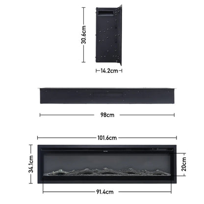 40" inch Electric Fireplace 9 Colour LED Flame Effect Heater With Remote Control