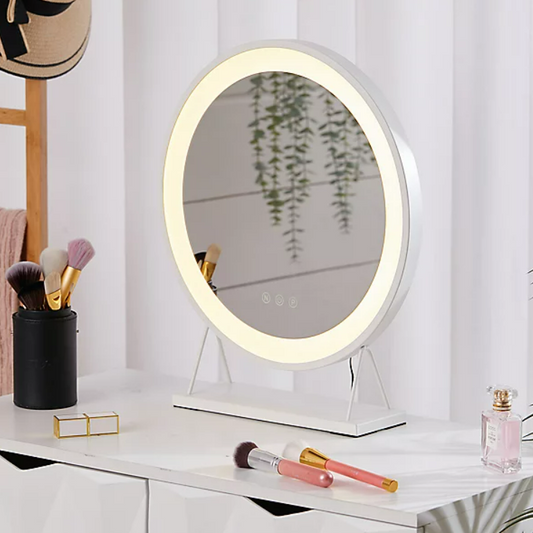 Round Hollywood Vanity Makeup Mirror with LED Lights Dimmable Touch Screen