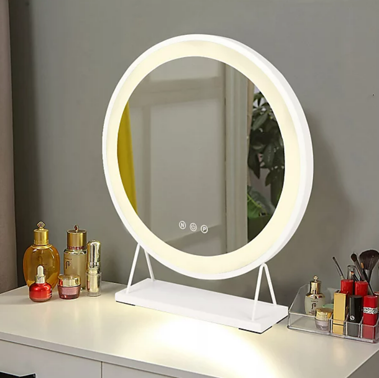Round Hollywood Vanity Makeup Mirror with LED Lights Dimmable Touch Screen