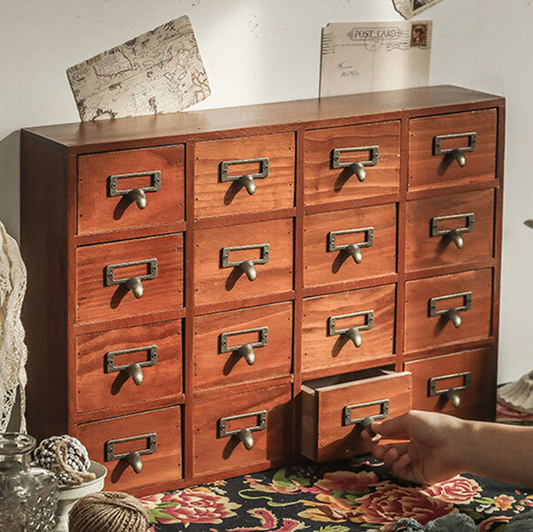 Living & home Retro Wooden Drawer Organzier Box