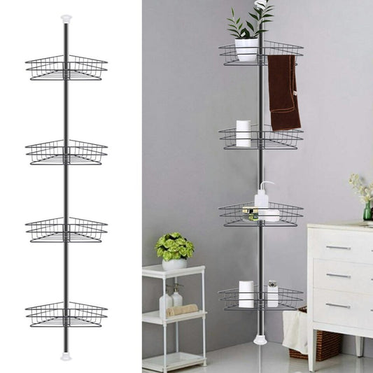 4-Tier Bathroom Corner Metal Shower Shelf Rack - Black