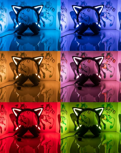 MIKO-V Wireless Cat Ear Headphones with Attachable HD Mic & Mic mute button gaming for PS5, Xbox & PC