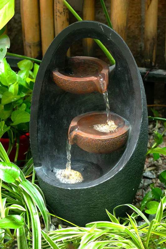 Garden Water Feature Fountain with LED Light Electric Pump Cascade