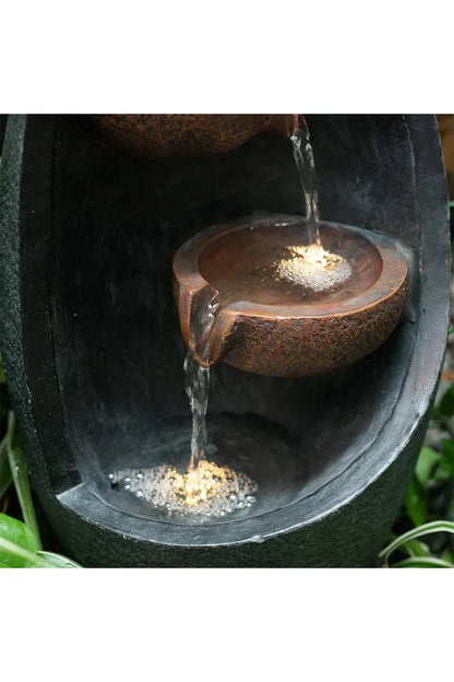 Garden Water Feature Fountain with LED Light Electric Pump Cascade