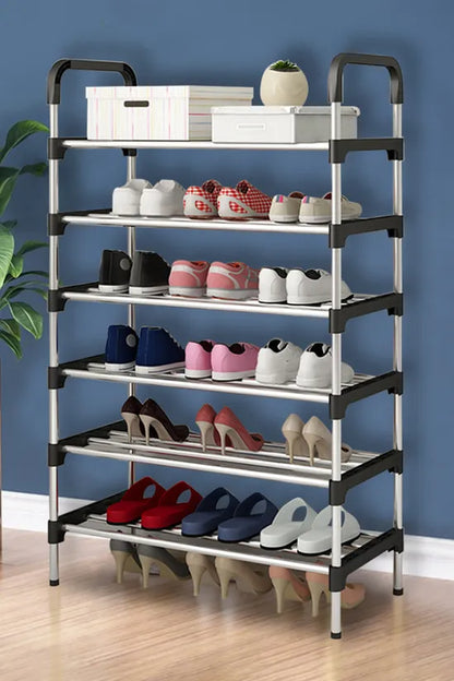 6 Tiers Shoe Rack Organizer Stainless Steel Stackable Space Saving Shoe Shelf