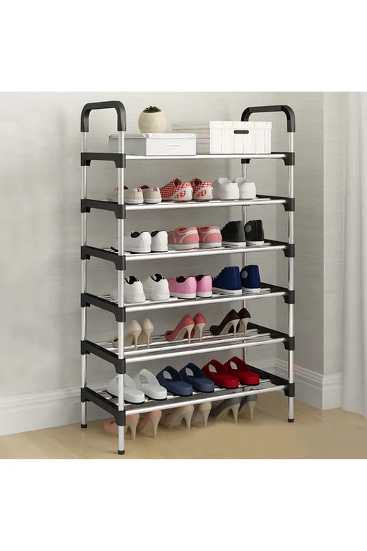 6 Tiers Shoe Rack Organizer Stainless Steel Stackable Space Saving Shoe Shelf
