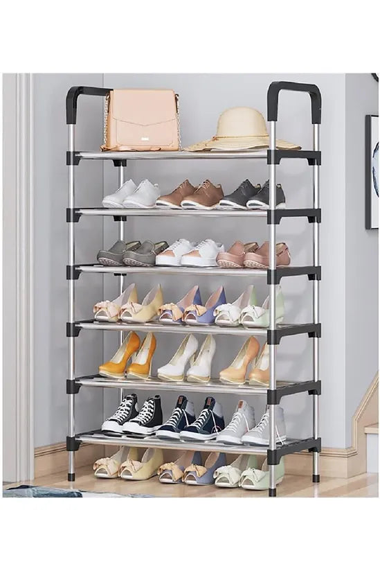 6 Tiers Shoe Rack Organizer Stainless Steel Stackable Space Saving Shoe Shelf