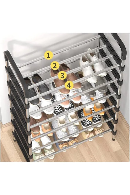 6 Tiers Shoe Rack Organizer Stainless Steel Stackable Space Saving Shoe Shelf