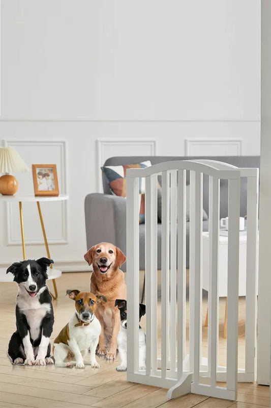 Wooden Foldable Freestanding 3 Panel Pet Gate Living and Home