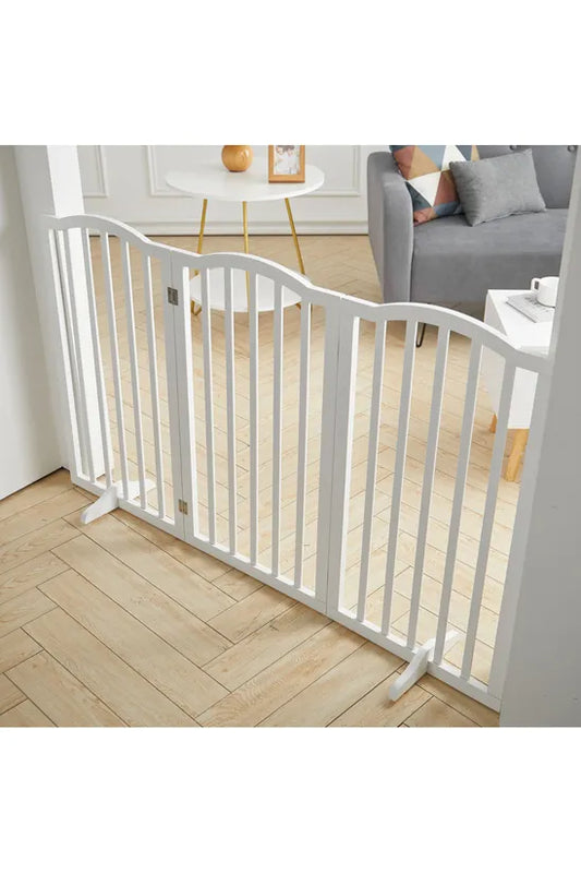 Wooden Foldable Freestanding 3 Panel Pet Gate Living and Home