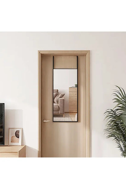 Living and Home 28cm W x 78cm H Black Metal Frame Over the Door Mirror