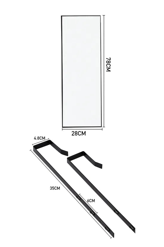 Living and Home 28cm W x 78cm H Black Metal Frame Over the Door Mirror