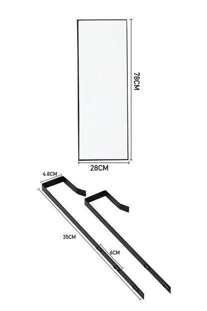 Living and Home 28cm W x 78cm H Black Metal Frame Over the Door Mirror