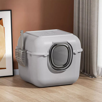 Tieker Enclosed Hooded Cat Litter Box Large Cat Litter Tray Kitten Pet Loo Pan